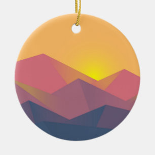 Rustic Mountains Geometric Minimalist Ceramic Ornament