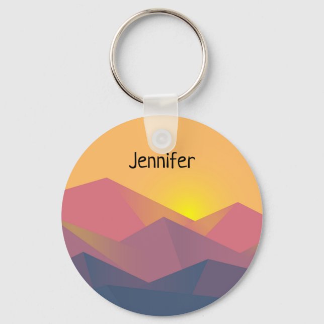 Rustic Mountains Geometric Minimalist Keychain (Front)