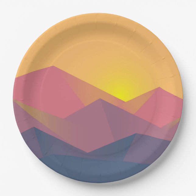 Rustic Mountains Geometric Minimalist Paper Plates (Front)