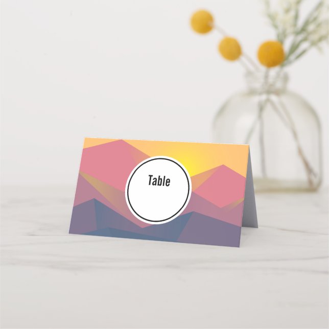 Rustic Mountains Geometric Minimalist Place Card (Front)