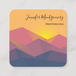 Rustic Mountains Geometric Minimalist Square Business Card