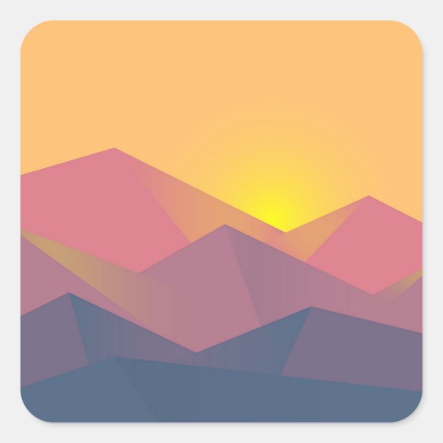 Rustic Mountains Geometric Minimalist Square Sticker (Front)