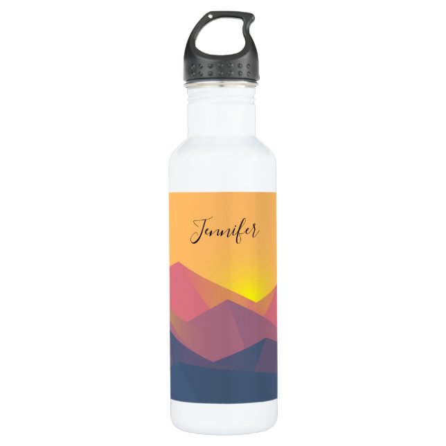 Rustic Mountains Geometric Minimalist Stainless Steel Water Bottle (Front)