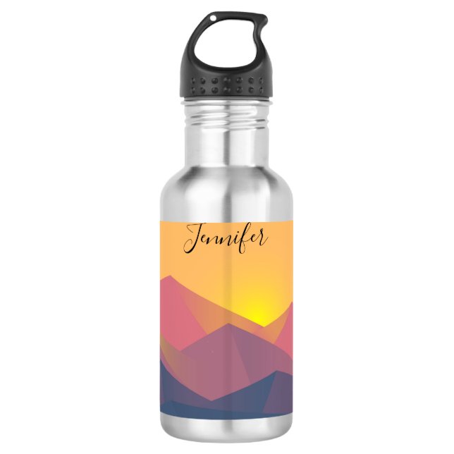 Rustic Mountains Geometric Minimalist Stainless Steel Water Bottle (Front)