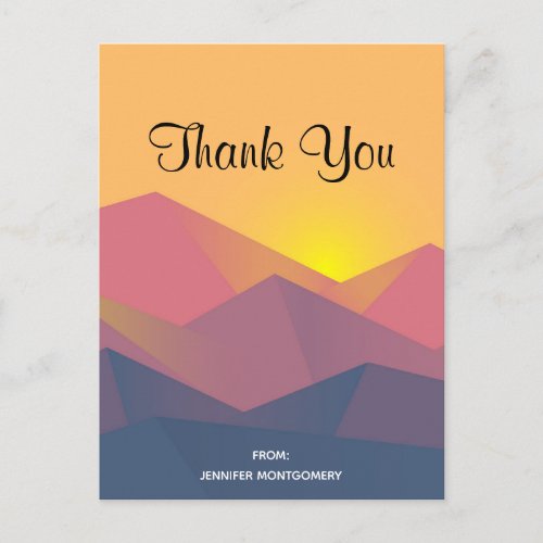 Rustic Mountains Geometric Minimalist Thank You Postcard