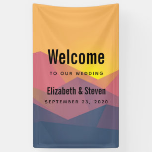 Rustic Mountains Geometric Minimalist Wedding Banner