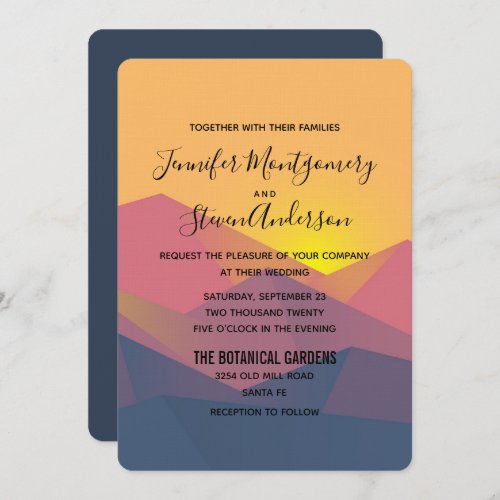 Rustic Mountains Geometric Minimalist Wedding Invitation