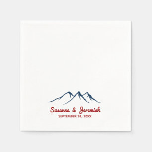 Rustic Mountains in Blue and Red Wedding Reception Napkins