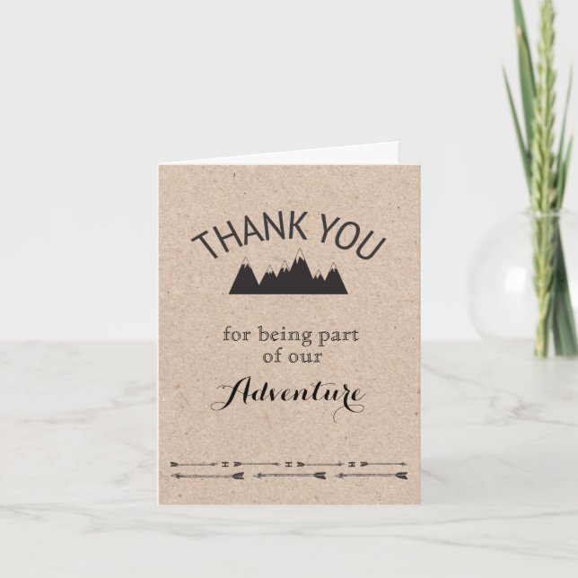 Rustic Mountains Kraft Paper Folded Thank You Card (Front)