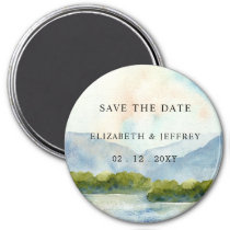 Rustic Mountains Lake Save The Date Magnet