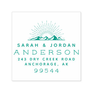 Rustic Mountains Married Couple Return Address Self-inking Stamp