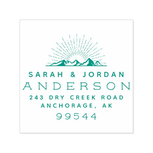 Rustic Mountains Married Couple Return Address Self_inking Stamp