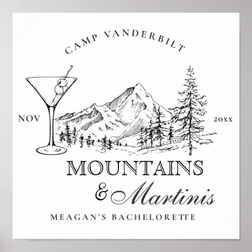 Rustic Mountains  Martinis Camp Bachelorette  Poster