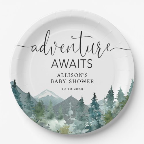 Rustic mountains outdoor theme forest woods paper plates