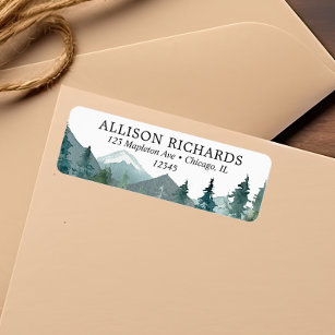 Rustic mountains outdoor theme wedding label
