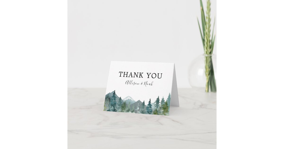 Rustic Mountains Outdoor Theme Wedding Thank You Card Zazzle Com