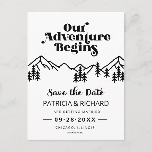 Rustic Mountains Outdoor Wedding Save The Date Postcard