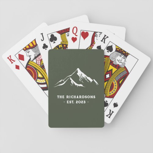 Rustic Mountains Personalized Family Name Lake Ski Poker Cards