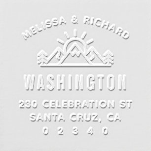 Rustic Mountains & Pine Forest Return Address Embosser