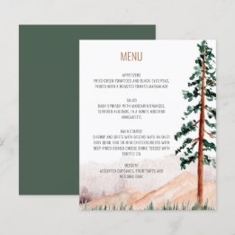 Rustic Mountains Pine Trees Fog Landscape Menu 