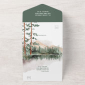Rustic Mountains Pine Trees Fog Wedding  All In One Invitation (Outside)