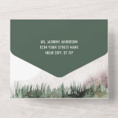 Rustic Mountains Pine Trees Fog Wedding  All In One Invitation (Back)
