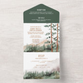 Rustic Mountains Pine Trees Fog Wedding  All In One Invitation (Inside)