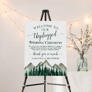 Rustic Mountains & Pine Unplugged Wedding Ceremony Foam Board