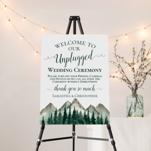 Rustic Mountains  Pine Unplugged Wedding Ceremony Foam Board