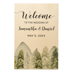 Rustic Mountains Pine Wedding Welcome Sign