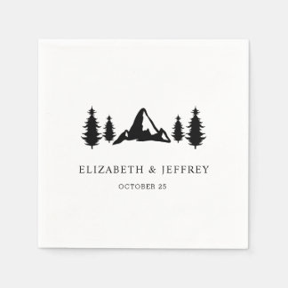 Rustic Mountains Pine Winter Wedding Napkins