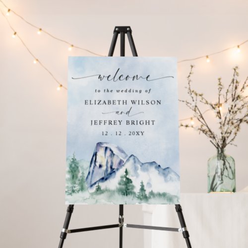 Rustic Mountains Pine Winter Wedding Welcome Sign