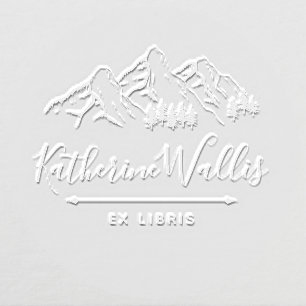 Rustic Mountains & Pines Elegant Script Book Embosser