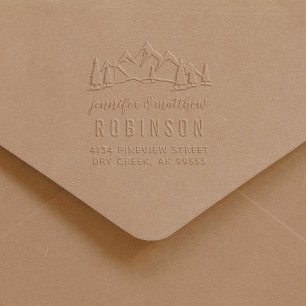 Rustic Mountains & Pines Wedding Return Address Embosser