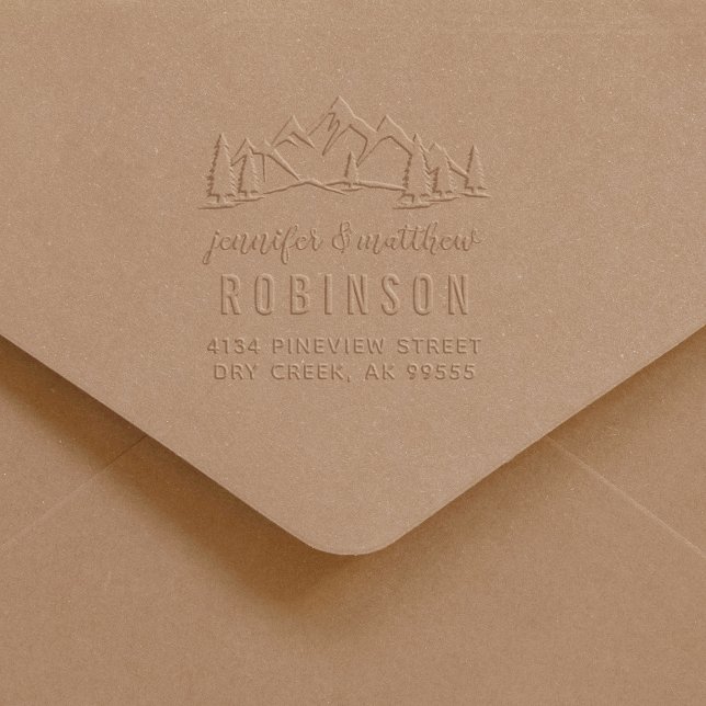 Rustic Mountains & Pines Wedding Return Address Embosser (Creator Uploaded)