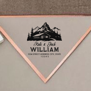 Rustic Mountains & Pines Wedding Return Address Ru Rubber Stamp