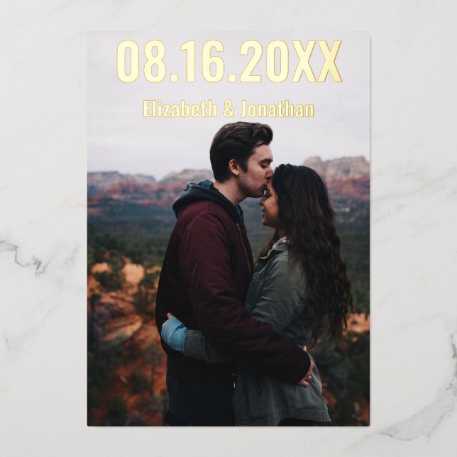 Rustic Mountains Save The Date Foil Invitation (Front)