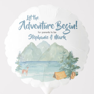 Rustic Mountains Watercolor Adventure Baby Shower  Balloon