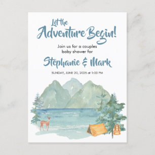 Rustic Mountains Watercolor Adventure Baby Shower Invitation Postcard