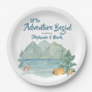 Rustic Mountains Watercolor Adventure Baby Shower  Paper Plates
