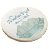 Rustic Mountains Watercolor Adventure Baby Shower Sugar Cookie (Angled)