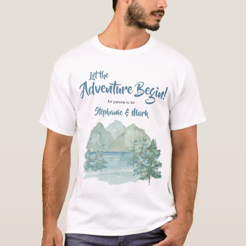 Rustic Mountains Watercolor Adventure Baby Shower  T_Shirt