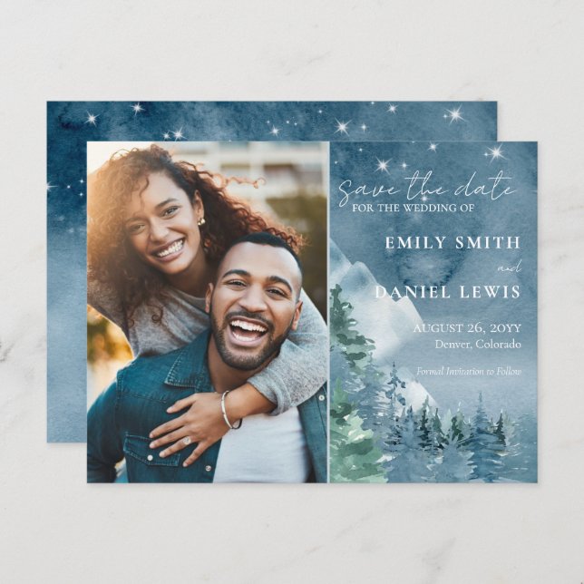 Rustic Mountains Wedding Budget Save the Date Card (Front/Back)