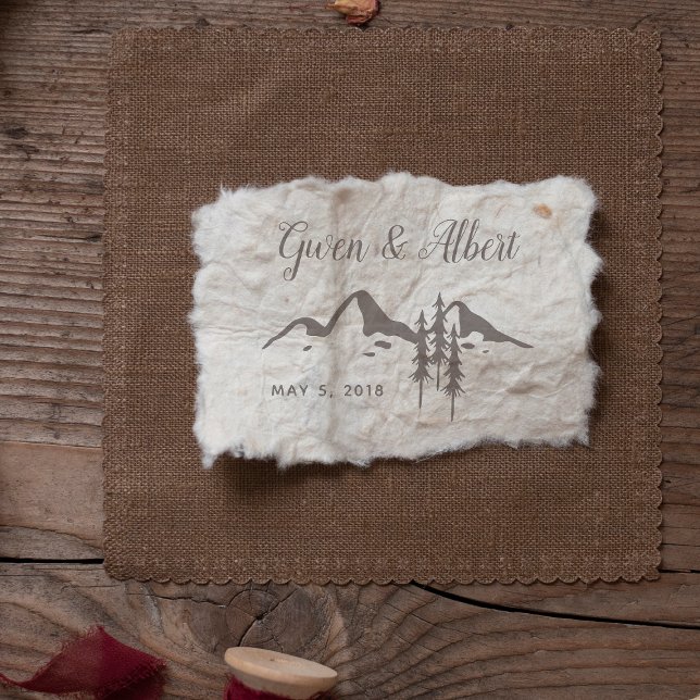Rustic Mountains Wedding Monogram Rubber Stamp (Creator Uploaded)