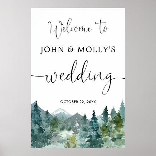 Rustic mountains wedding welcome sign