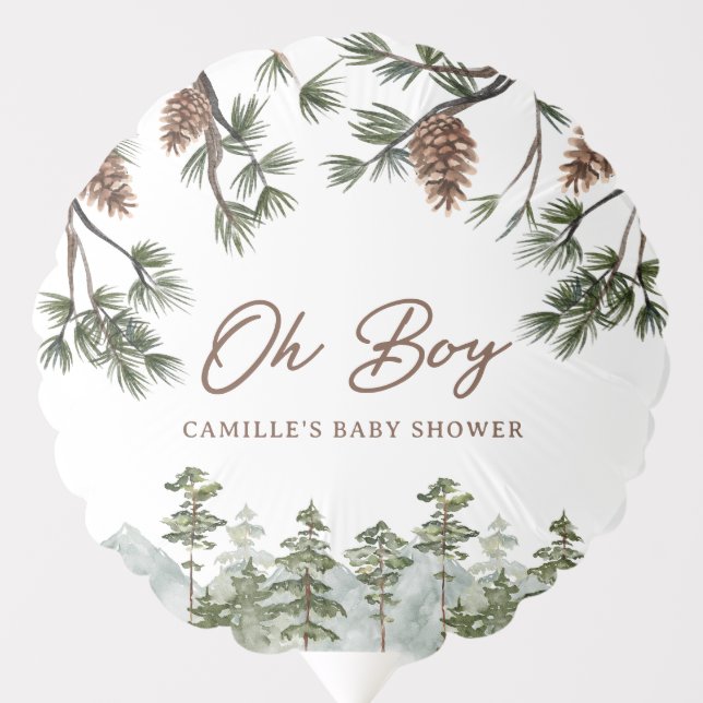 Rustic Moutain Oh Boy Baby Shower Balloon (Front)