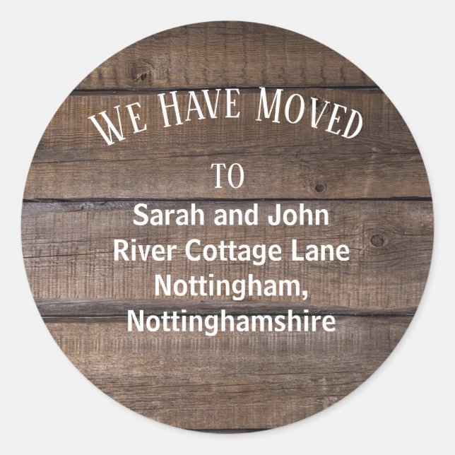 Rustic Moving Announcement Stickers (Front)
