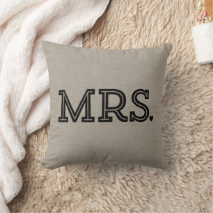 Rustic Mr. and Mrs. Cute Wedding Keepsake Throw Pillow