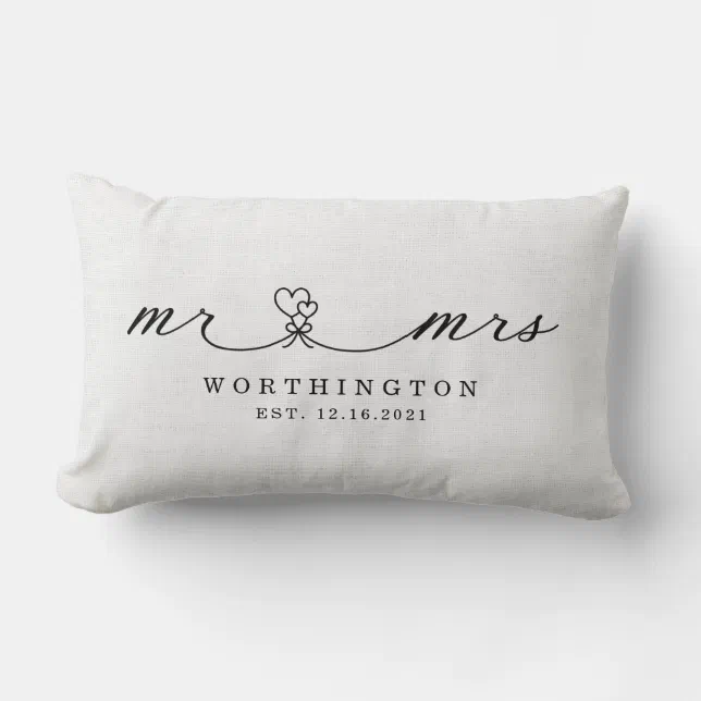 Rustic Mr. and Mrs. Newlywed Wedding Gift Lumbar Pillow Zazzle
