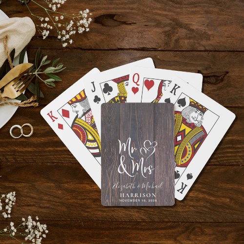 Rustic Mr and Mrs Wedding Poker Cards